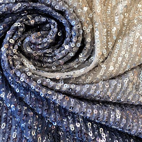 Ткань с пайетками К33-526 золотисто-синий