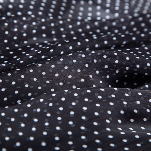 Шифон шелковый 068-20078 черный принтованный