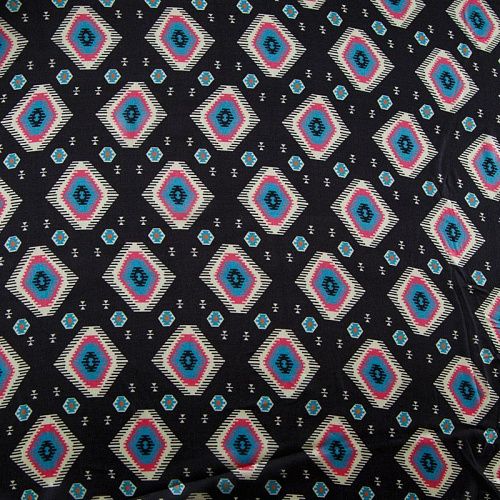 Шифон шелковый 068-12260 черный принтованный