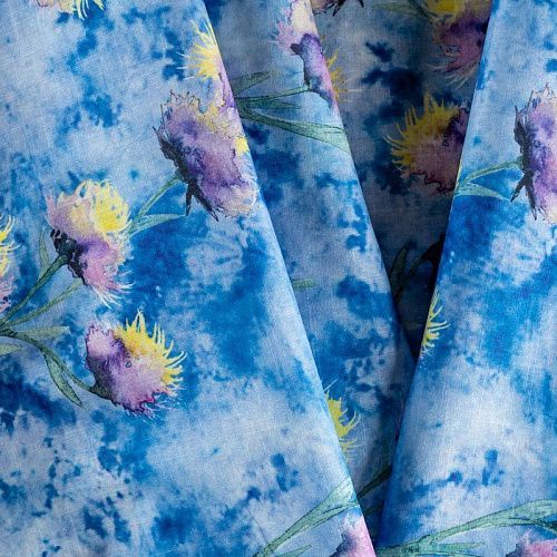 Хлопок К28-786 сине-голубой принтованный