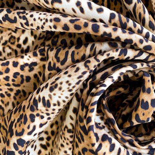 Крепдешин натуральный К32-441 рыже-коричневый принтованный