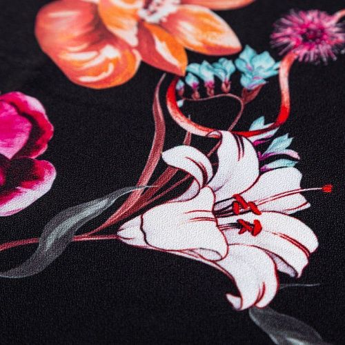 Креп 026-03087 черный принтованный