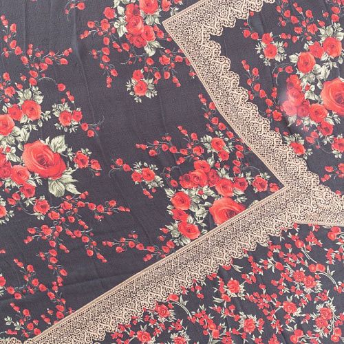 Шифон 068-01876 черный принтованный