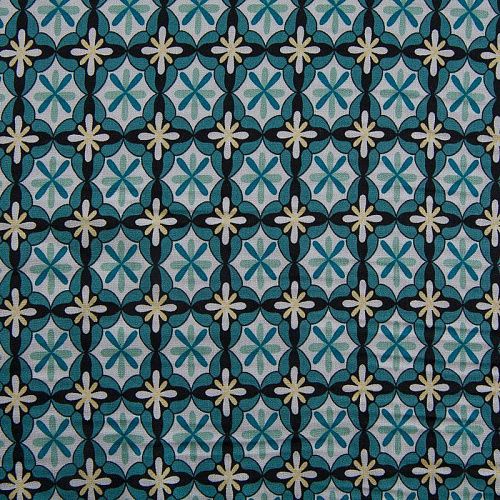 Штапель 069-17531 темно-бирюзовый принтованный