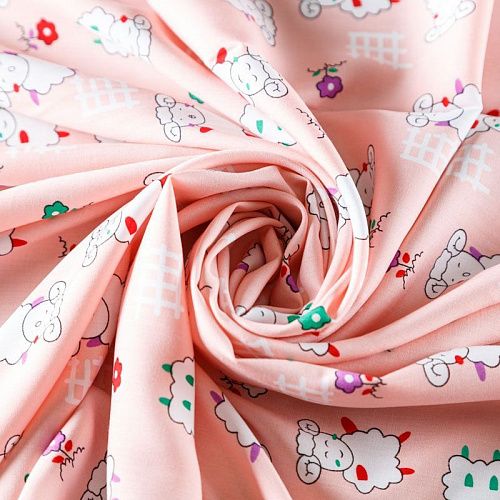 Штапель 069-08254 разбеленный персиковый принтованный