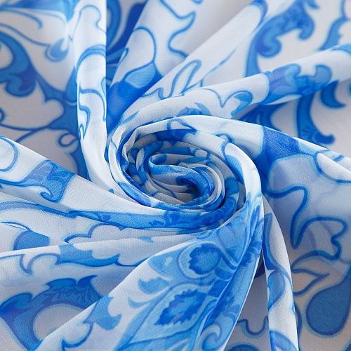 Шифон 068-17688 белый принтованный