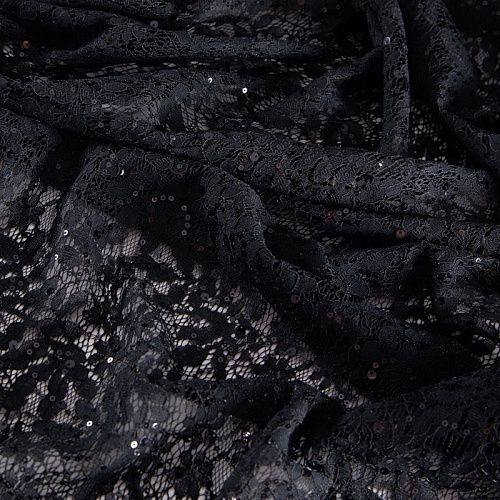 Кружево с пайетками 012-20756 черный