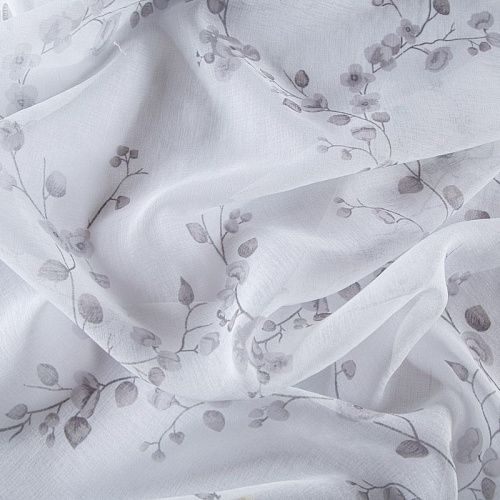 Тюль под лен 05-01-11621 белый принтованный