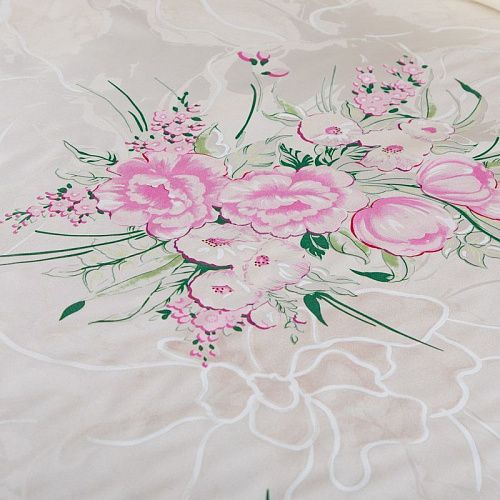 Органза шелковая 039-16956 молочный принтованный