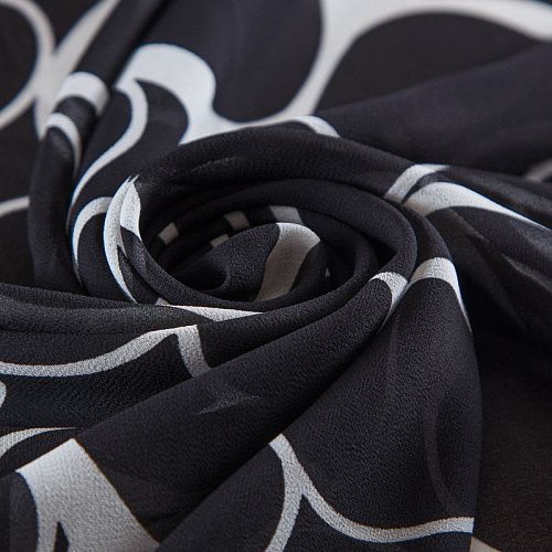 Креп-шифон 027-17944 черный принтованный