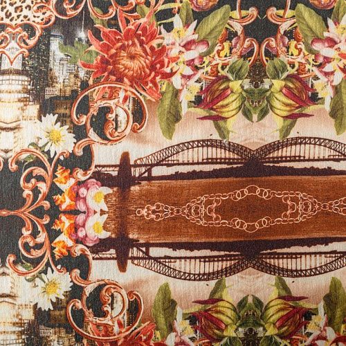 Трикотаж 056-03363 бежевый принтованный