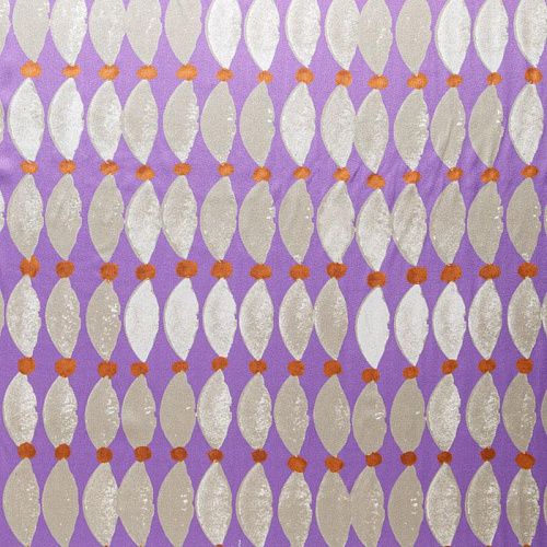 Крепдешин натуральный К01-377 лавандовый принтованный