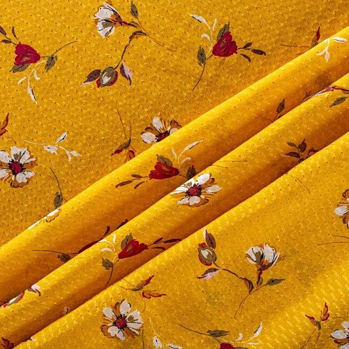 Вискоза 009-1018 шафрановый принтованный