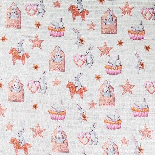 Муслин 063-03496 белый принтованный