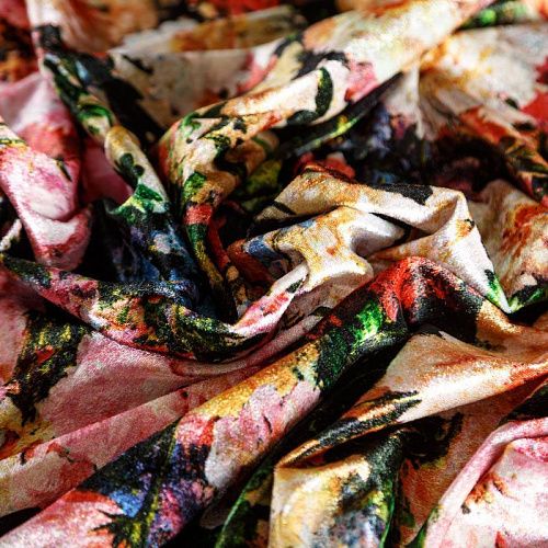 Бархат 002-04352 черный принтованный