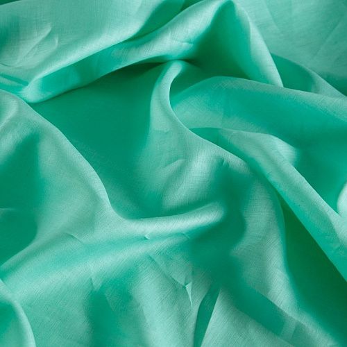 Лен натуральный 035-14646 морской зеленый однотонный