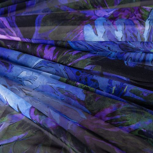 Сетка трикотажная 050-19930 синий принтованный