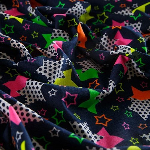 Трикотаж 056-14506 темно-синий принтованный