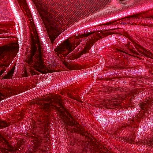 Ткань с пайетками 055-03056 фуксия однотонный