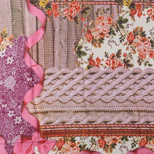 Шифон 068-08404 пудрово-розовый принтованный