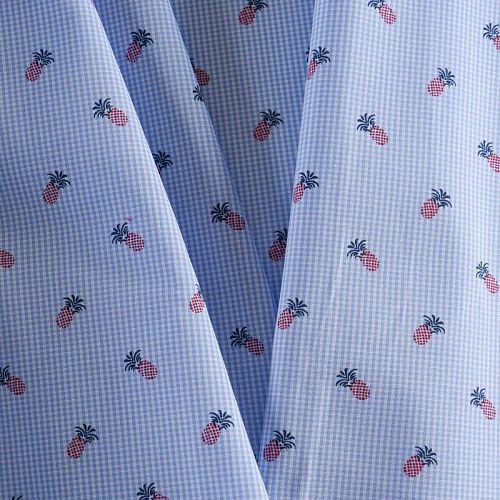 Хлопок плательно-рубашечный 049-12084 голубой принтованный