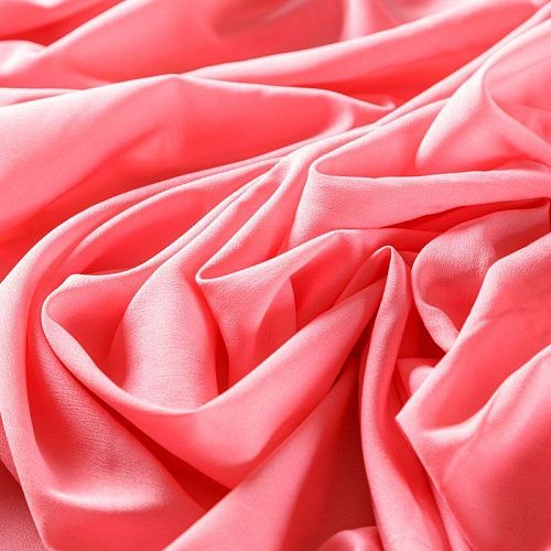 Крепдешин синтетический 029-07359 кораллово-розовый однотонный