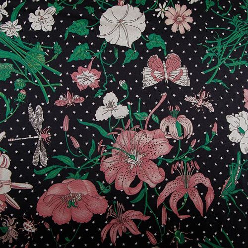 Шелк твил натуральный Gucci 064-19104 черный принтованный