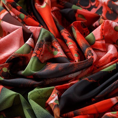 Креп-шифон 027-08231 красный принтованный