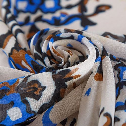 Креп-шифон 027-16224 молочный принтованный