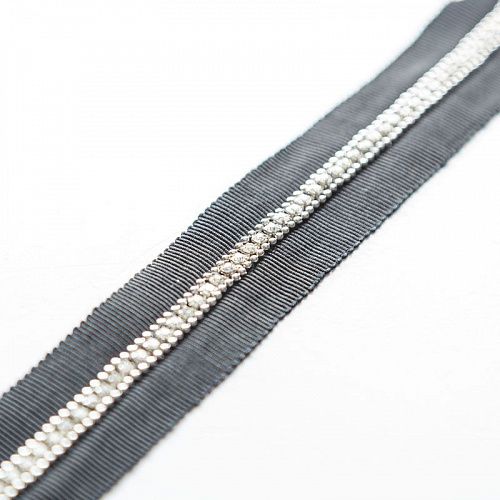 Тесьма декоративная 25 мм со стразами PA0740 черный