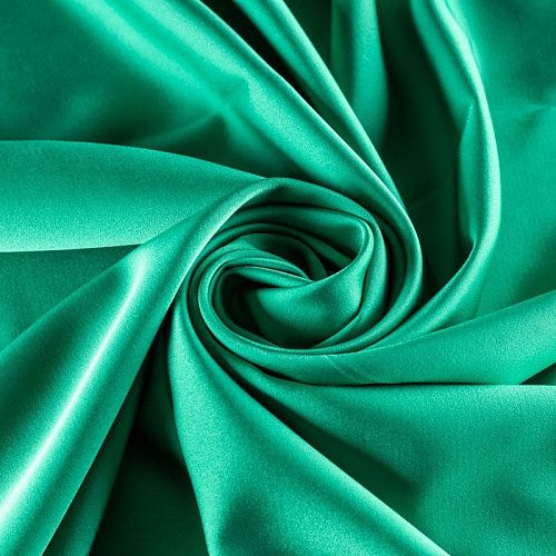Шелк синтетический стрейч К1-375 изумрудный зеленый однотонный