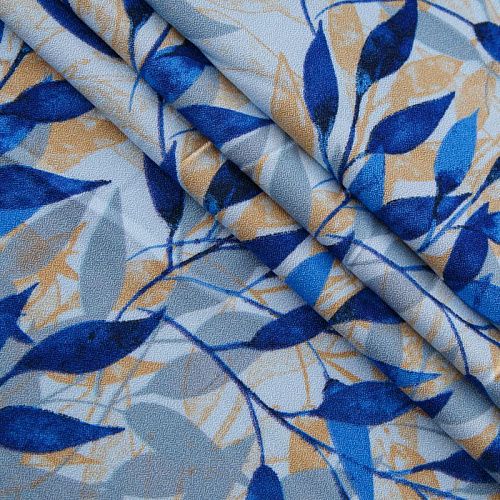 Креп стрейч 026-13861 разбеленный голубой принтованный