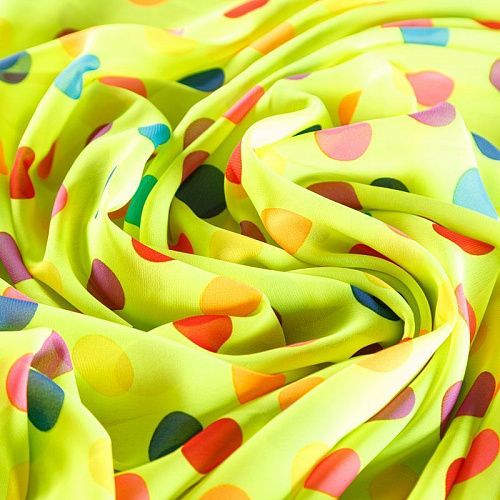 Шифон К33-057 неоновый желтый принтованный