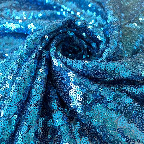 Ткань с пайетками К28-185 ярко-голубой однотонный