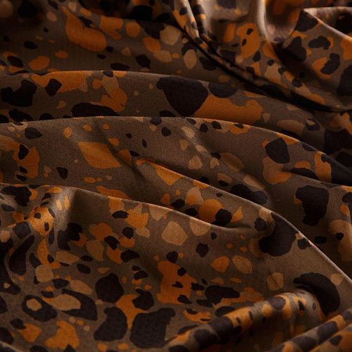 Вискоза жаккардовая 009-15055 коричнево-бежевый принтованный