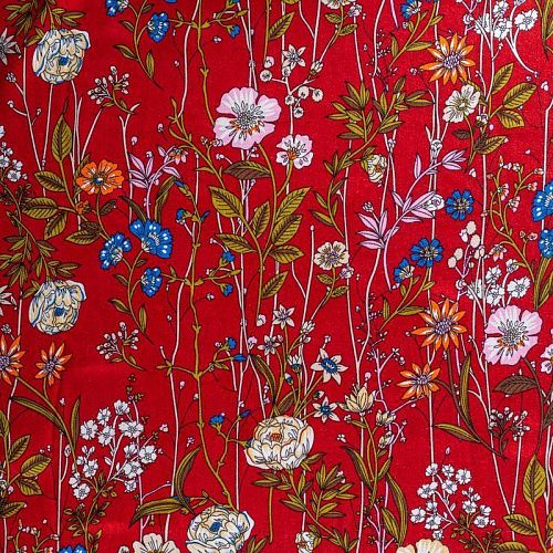 Штапель 069-01505 терракотово-красный принтованный