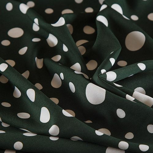 Вискоза "Лоренцо" стрейч 036-17634 бутылочный зеленый принтованный