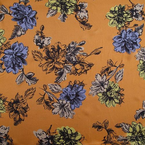 Шифон вискозный 068-16093 тыквенный принтованный