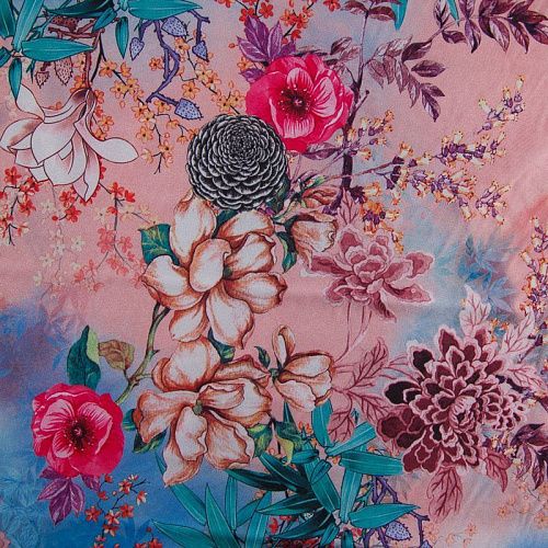 Вискоза "Лоренцо" стрейч 036-17683 розовый принтованный