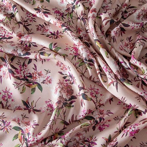 Шерсть-шелк плательная 066-20285 розовый пломбир принтованный