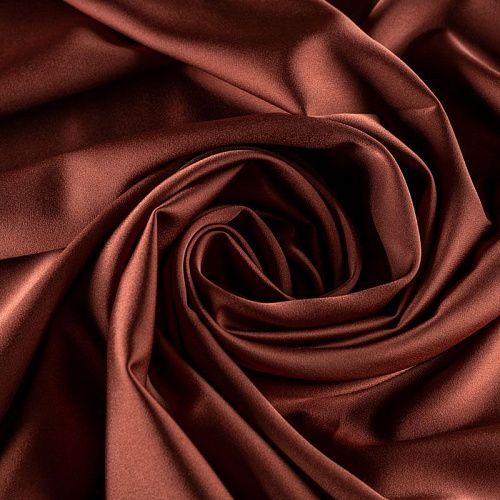 Шелк синтетический стрейч К34-228 медно-коричневый однотонный