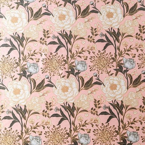 Шелк синтетический 065-02651 пудрово-розовый принтованный