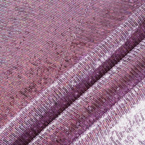 Ткань с пайетками 055-03058 сиреневый однотонный