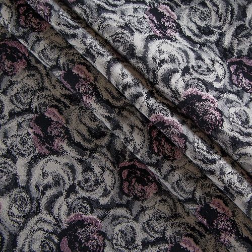 Жаккард с люрексом 017-02973 черно-розовый