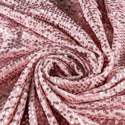 Бархат с пайетками К24-047 пудрово-розовый