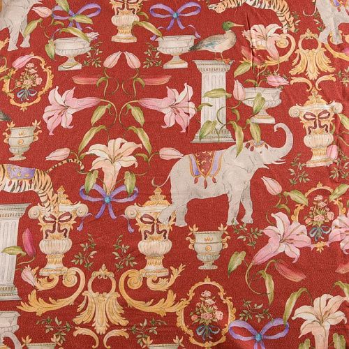 Вискоза с люрексом 009-12100 красно-терракотовый принтованный