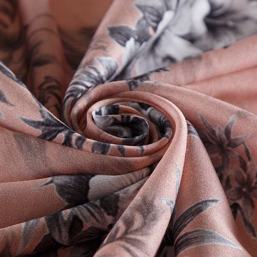 Батист 003-15052 медно-розовый принтованный