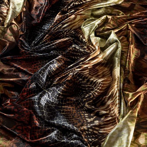 Бархат 002-04299 оливковый принтованный