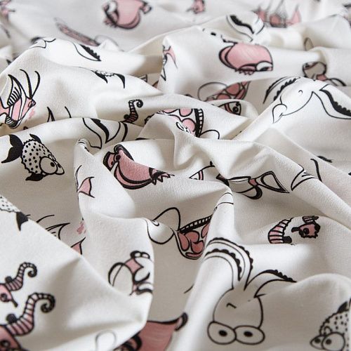 Футер 2-х нитка 062-14532 молочный принтованный