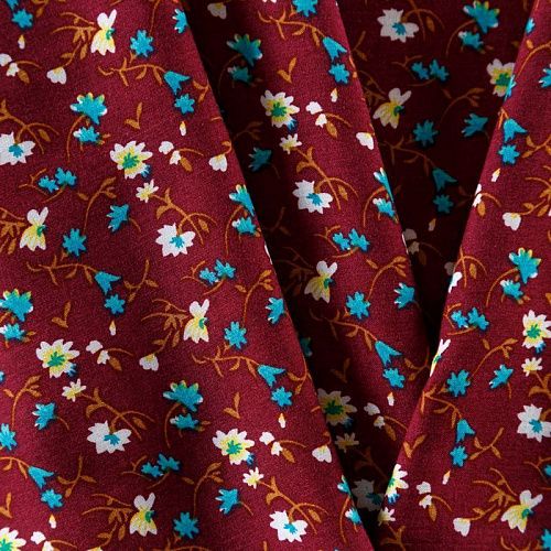 Штапель 069-09225 бордовый принтованный